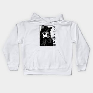 Stylish Anime Neko Girl Manga Aesthetic Streetwear Black and White #1 Kids Hoodie